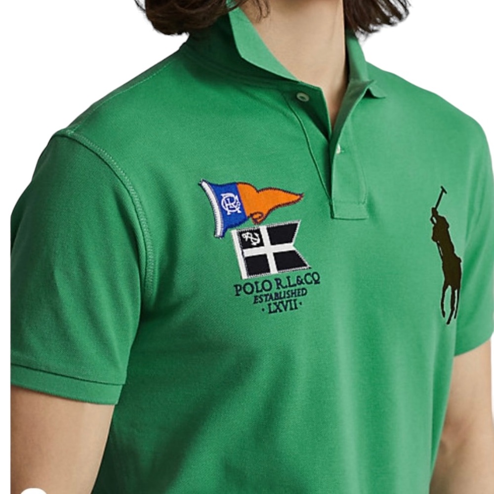 Polo Ralph Lauren Classic Fit Big Pony Mesh Polo Shirt NWT Green Men’s Large - Picture 7 of 9